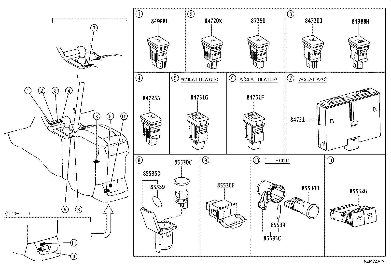 Center Console Switches diagram