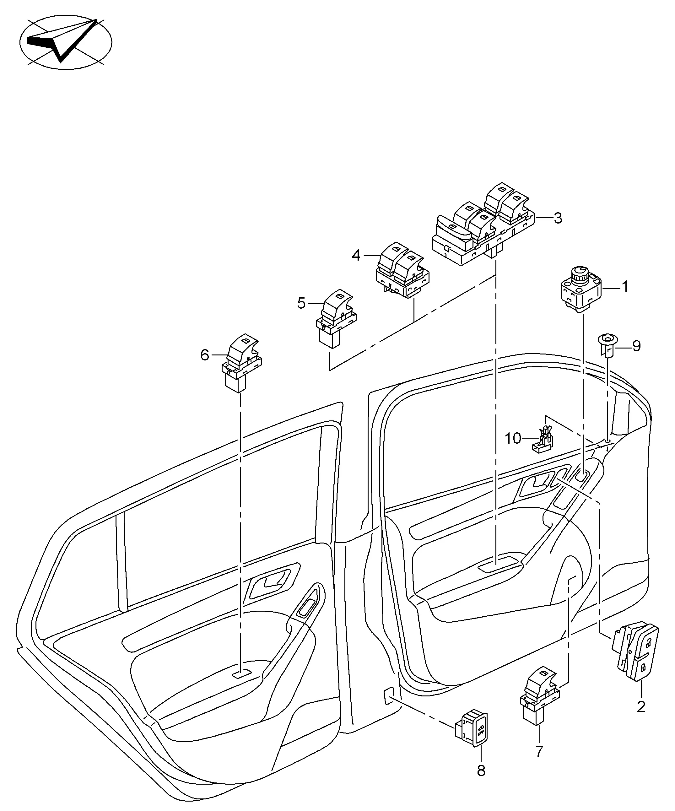 Door trim switches and indicator lamps diagram