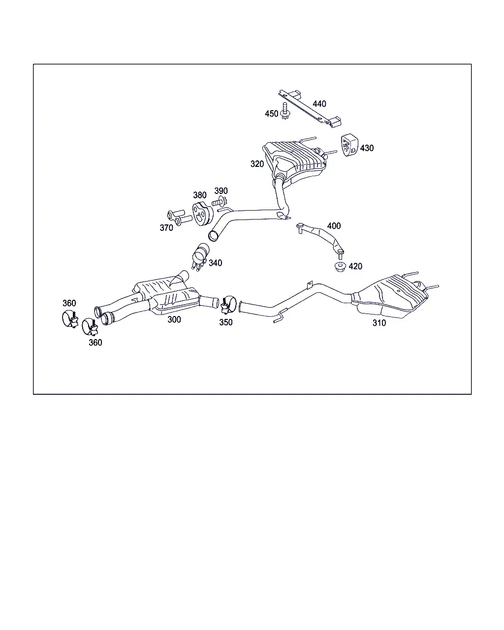 Exhaust system mounting hardware diagram
