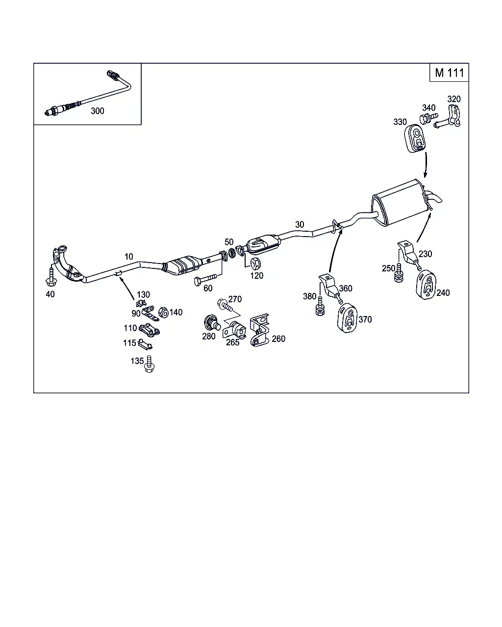 Exhaust system mounting hardware diagram