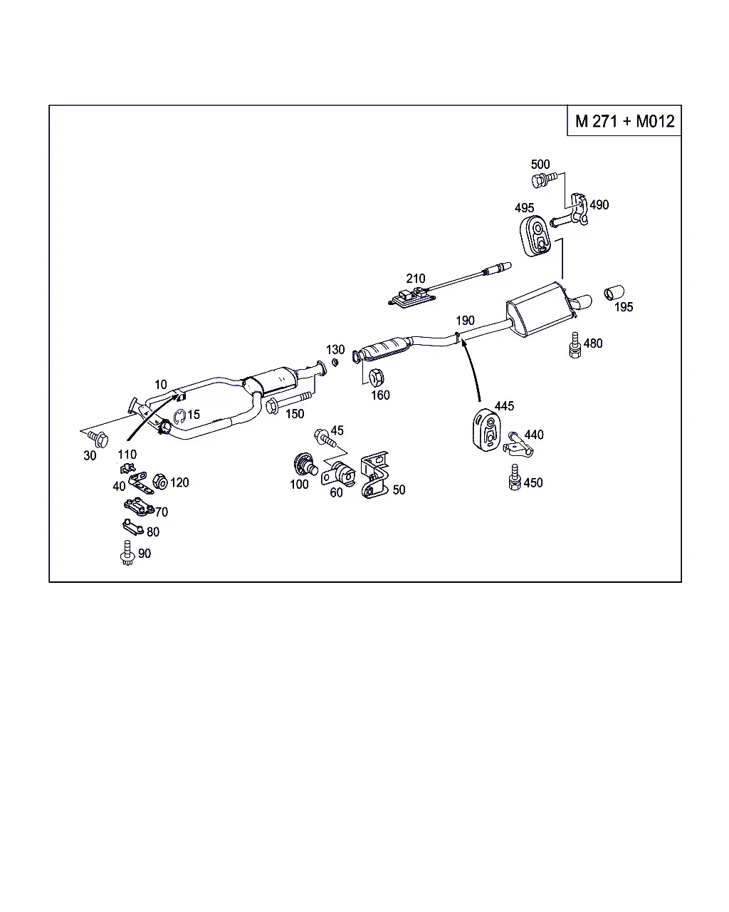 Exhaust system mounting hardware diagram