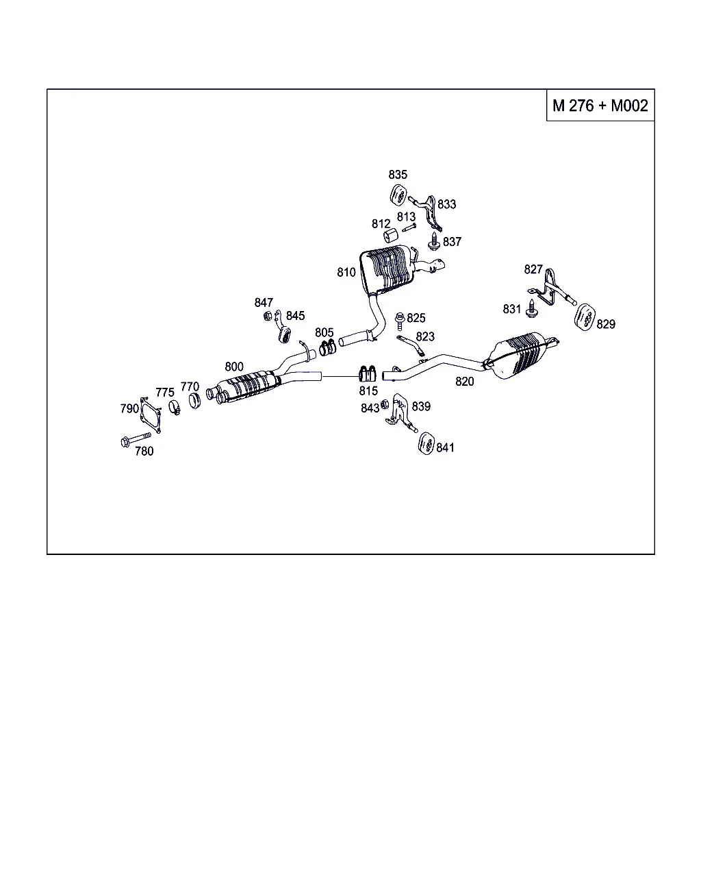 Exhaust system mounting hardware diagram