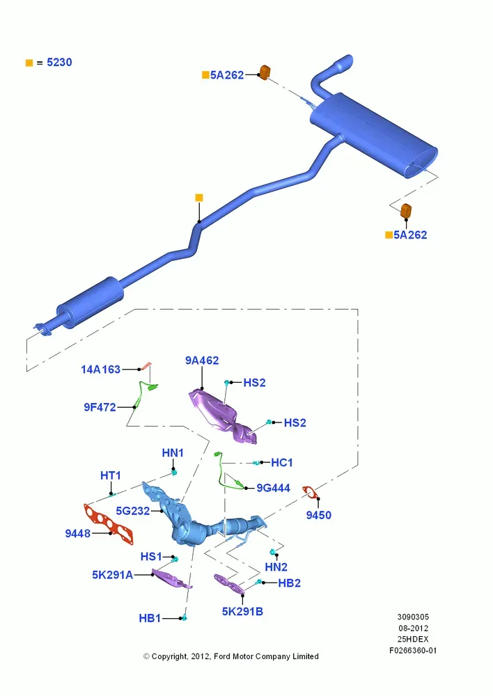 Exhaust Manifold and Muffler diagram