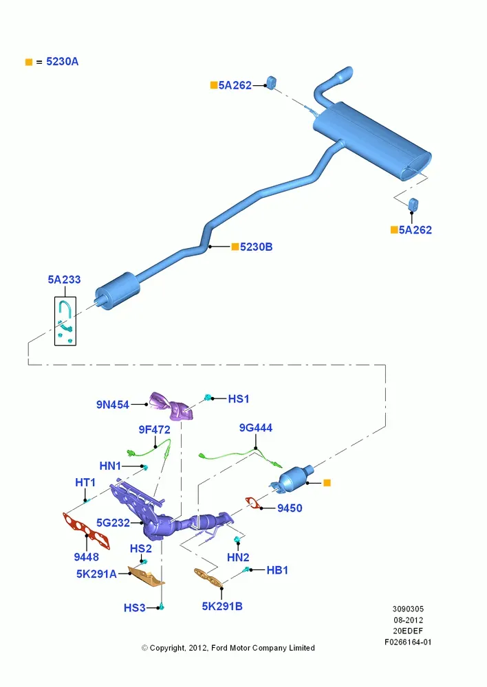 Exhaust Manifold and Muffler diagram