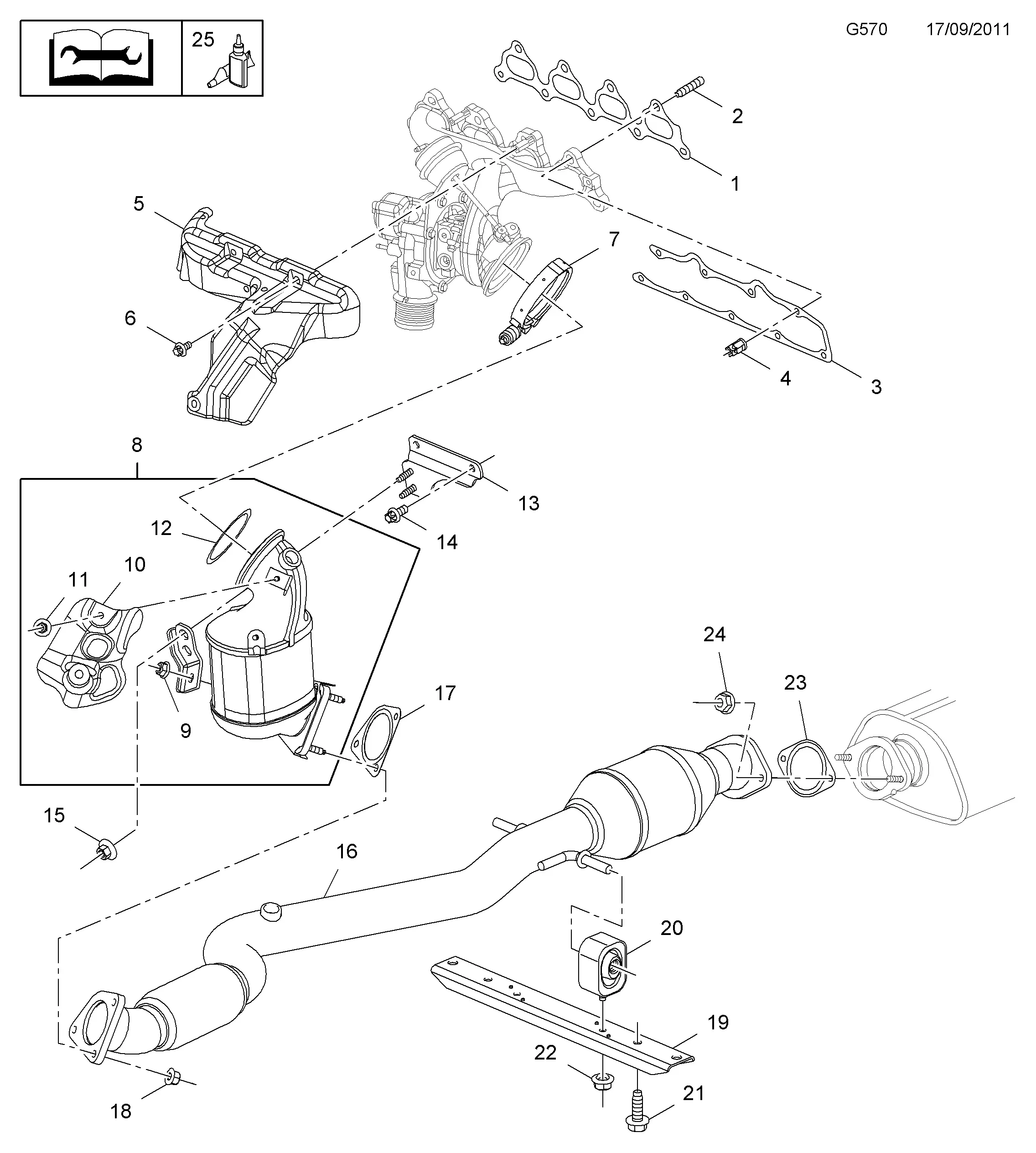 Exhaust Manifold, Catalytic Converter And Front Pipe diagram