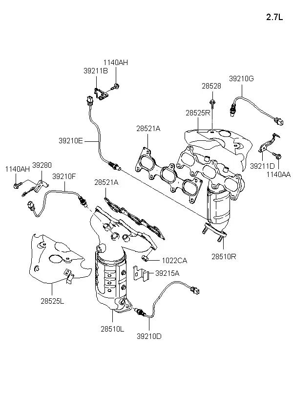 Exhaust Manifold with Oxygen Sensor diagram