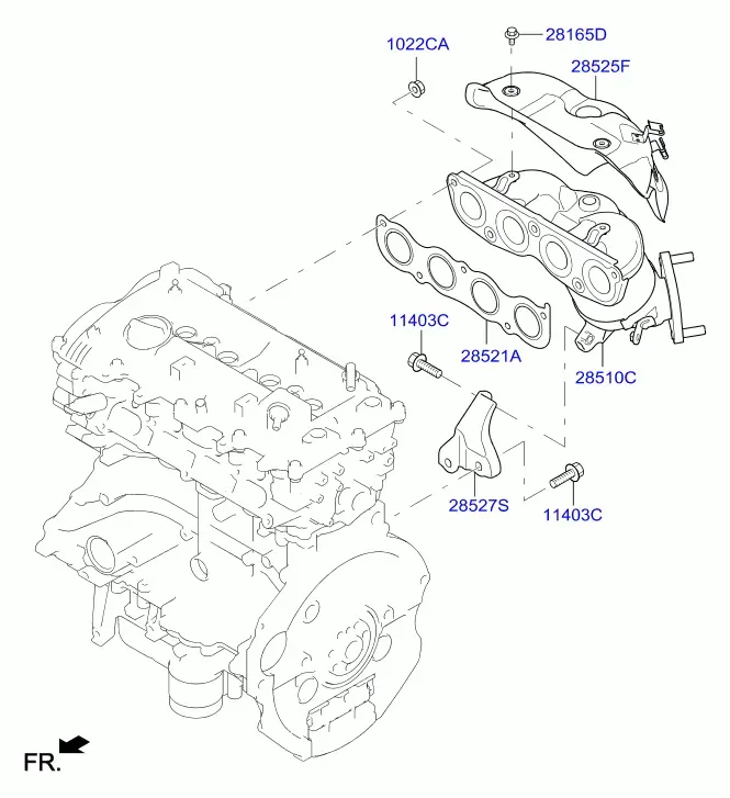 Выпускной коллектор с катализатором diagram