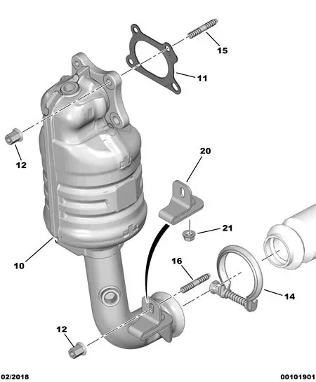 Exhaust Manifold with Catalytic Converter diagram