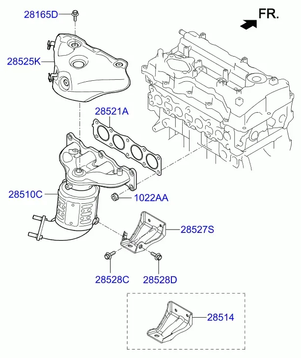 Exhaust Manifold with Catalytic Converter diagram