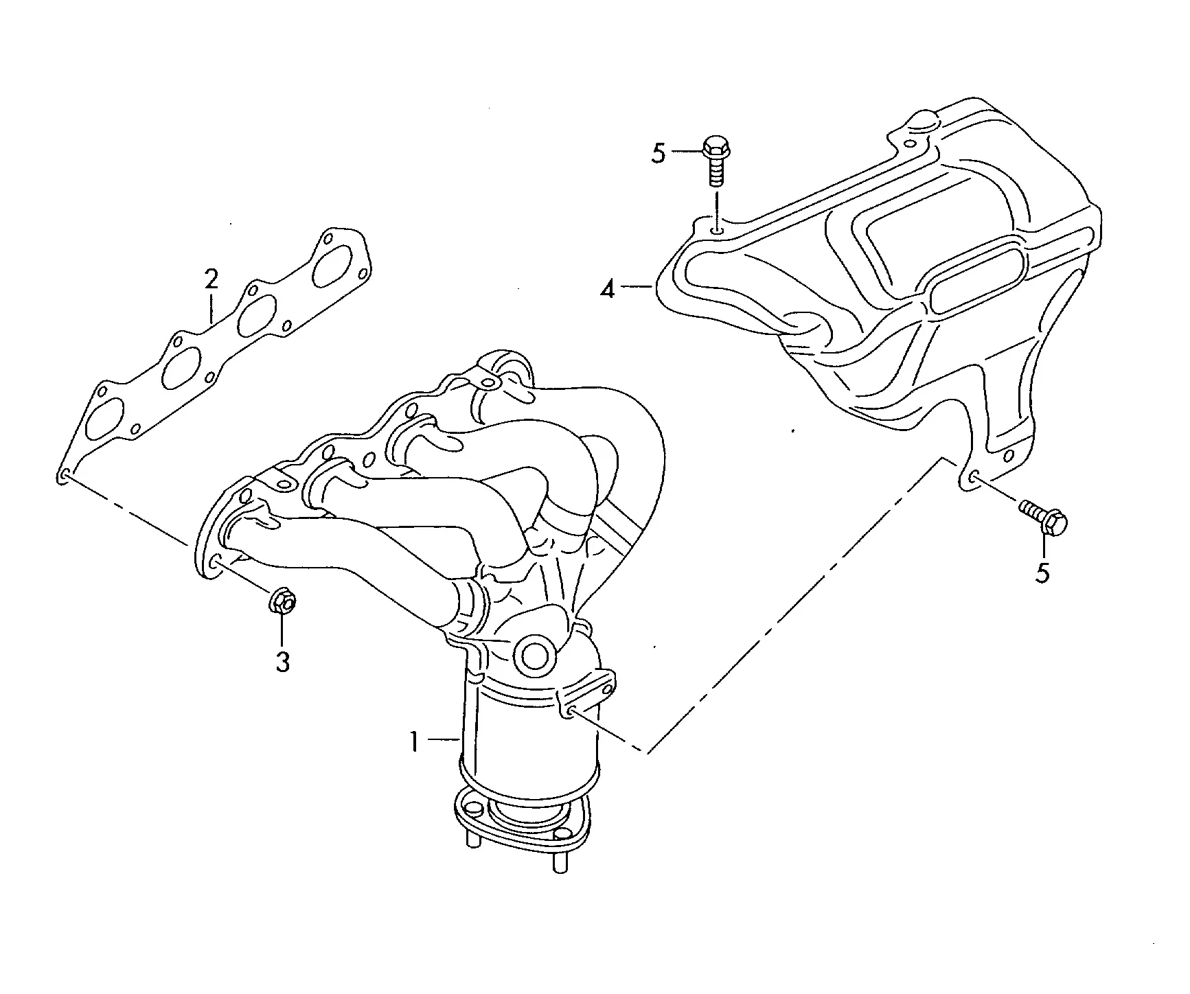 Exhaust manifold with catalytic converter diagram