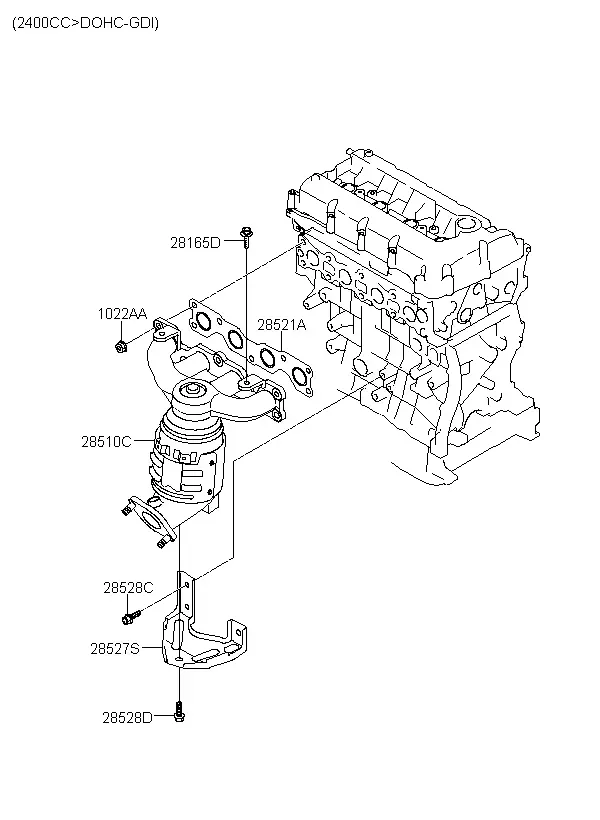 Exhaust Manifold with Turbocharger diagram