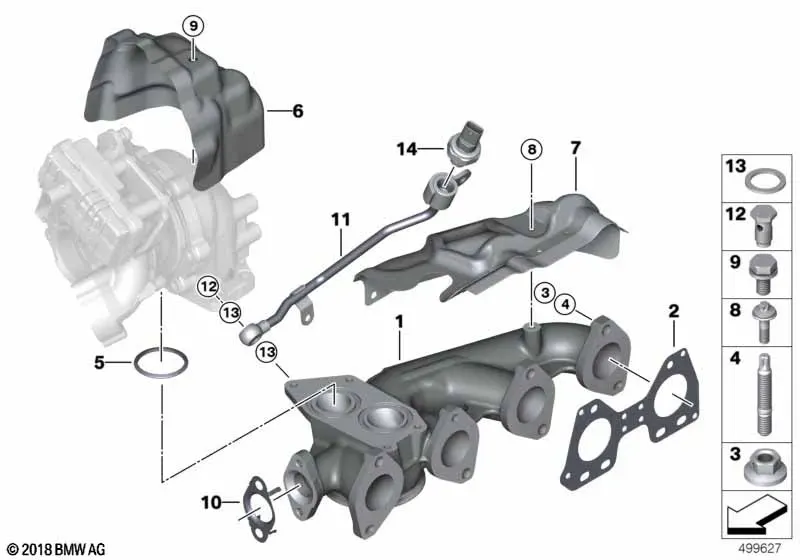 Exhaust Manifold with Turbocharger diagram