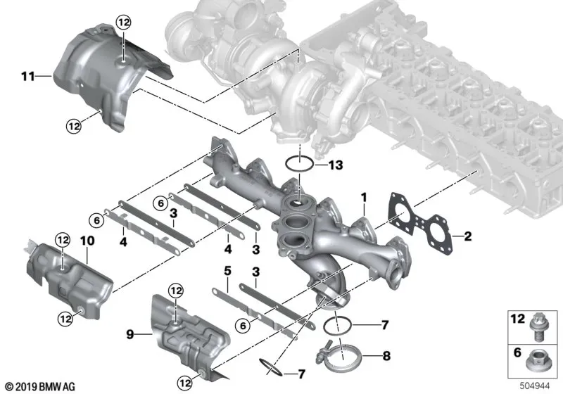 Exhaust Manifold with Turbocharger diagram