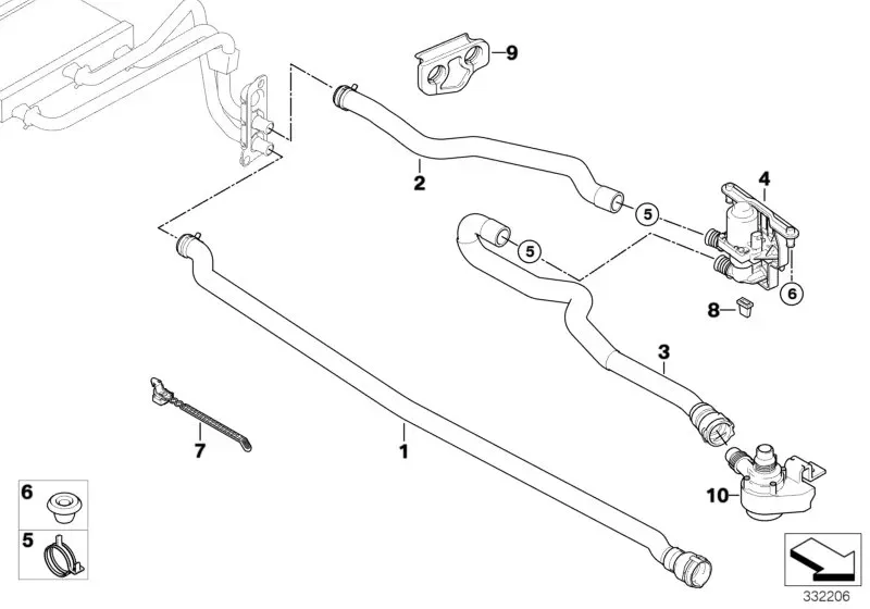 Water hoses and valves diagram