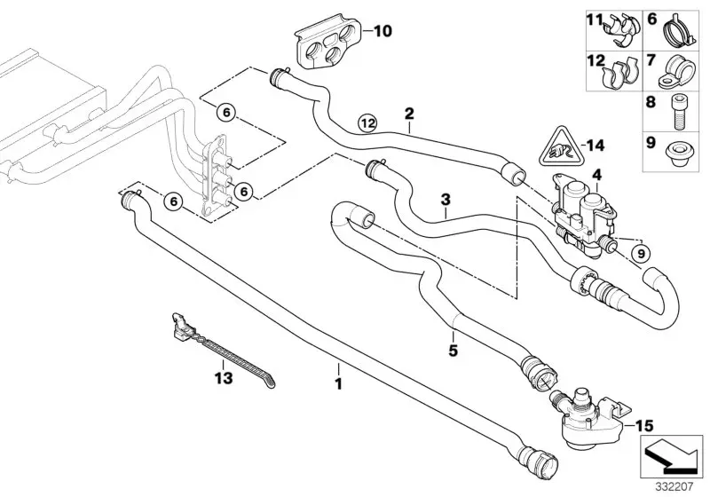 Water hoses and valves diagram