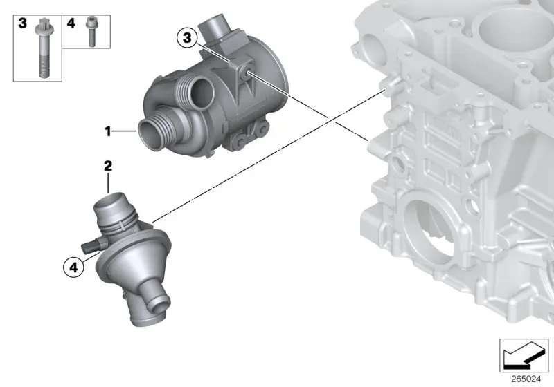 Electric water pump and thermostat diagram