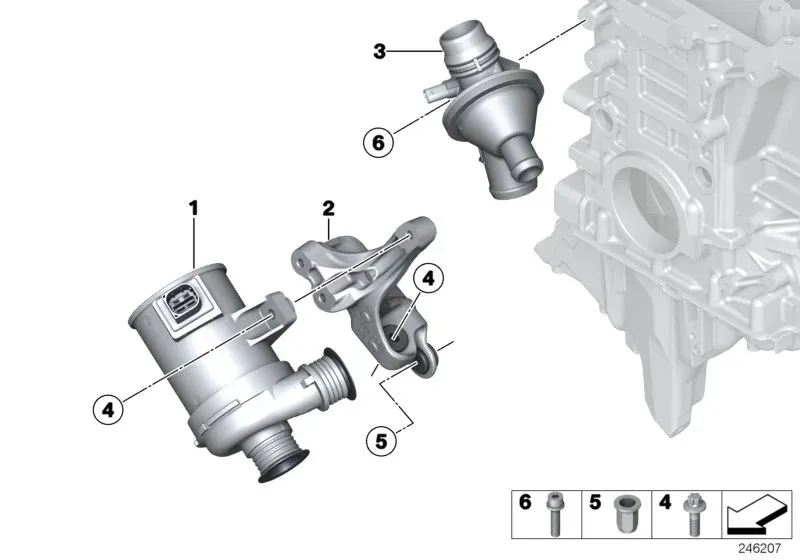 Electric water pump and thermostat diagram