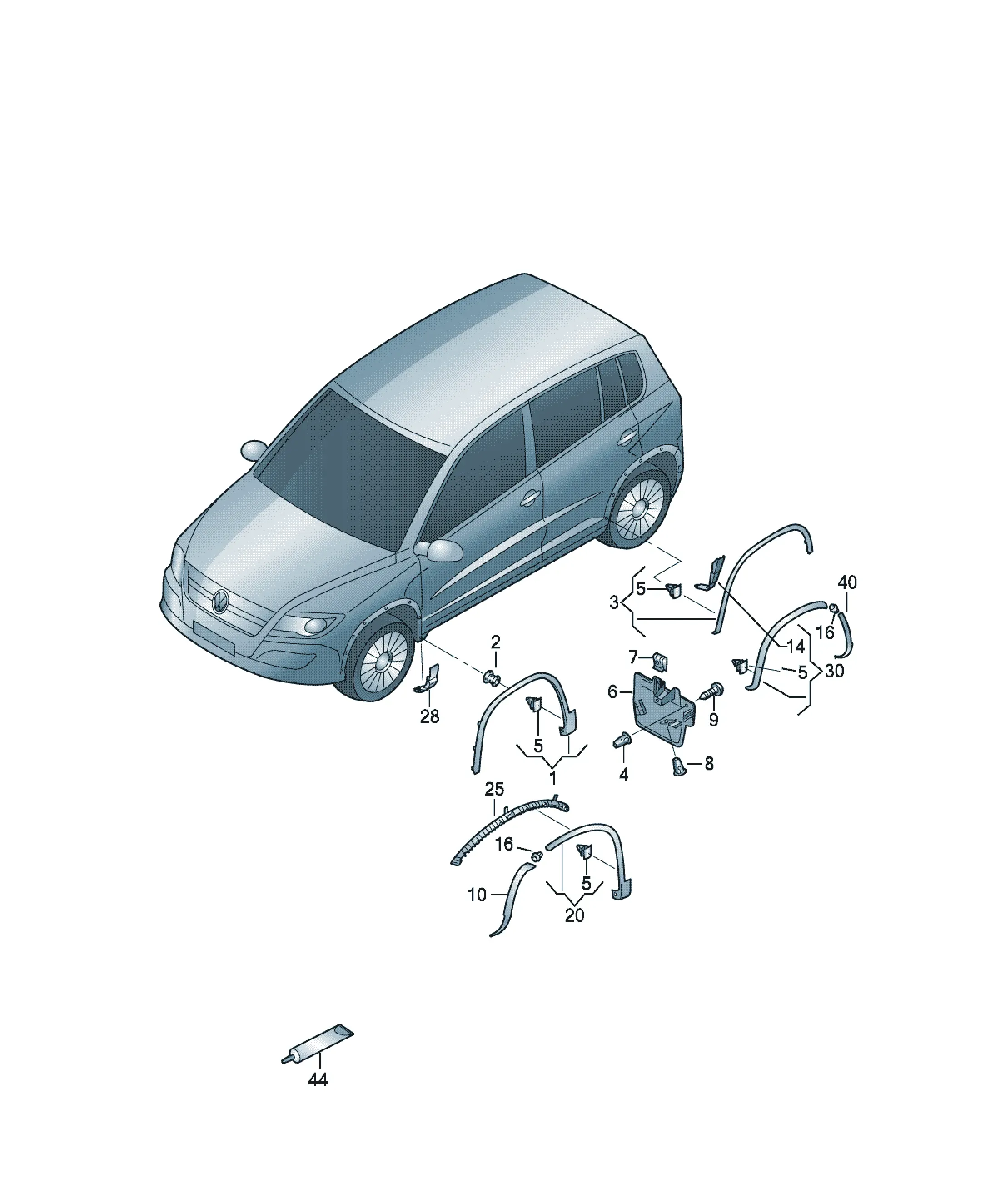 Wheel arch trim diagram