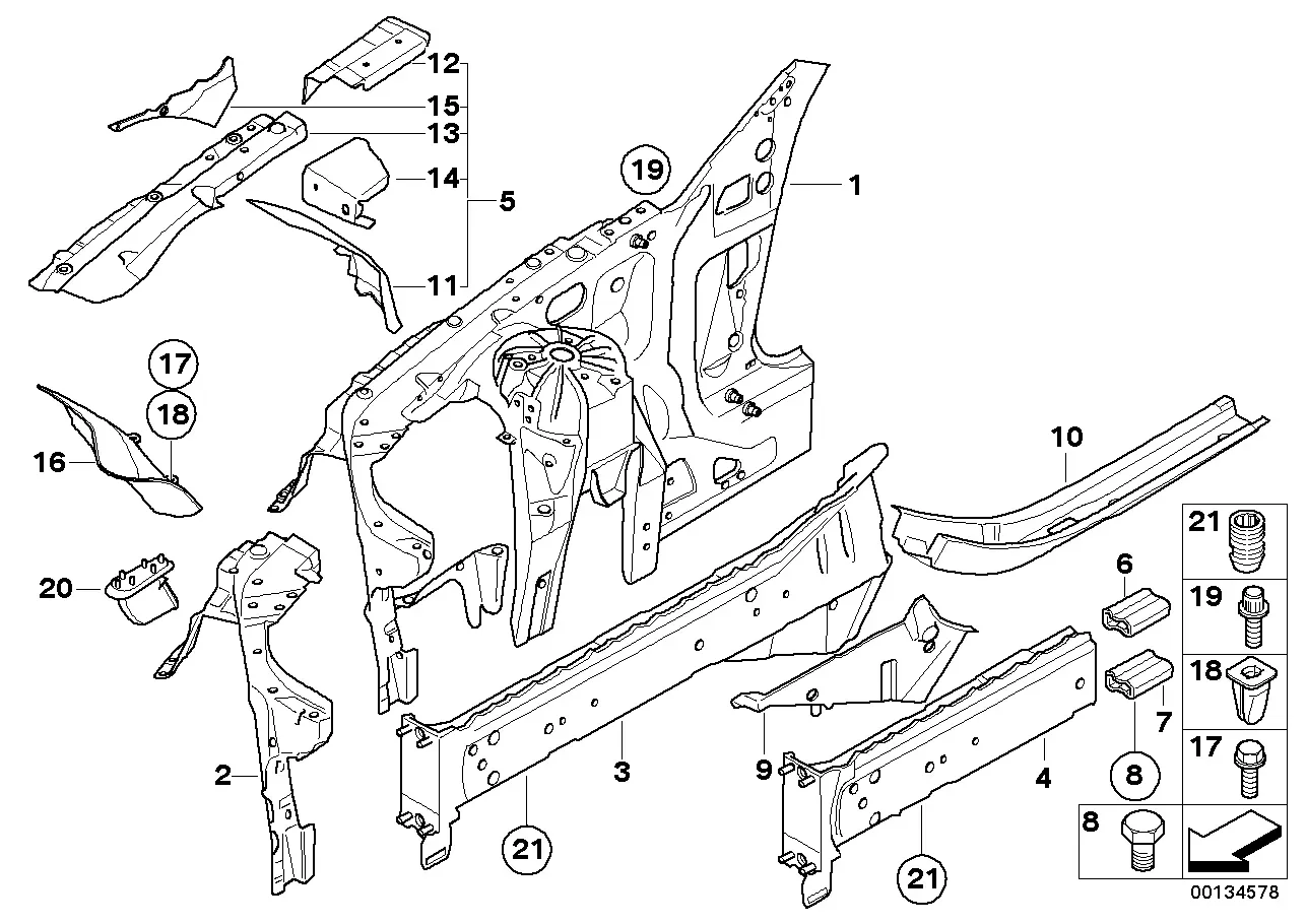 Wheelhouse and engine support diagram