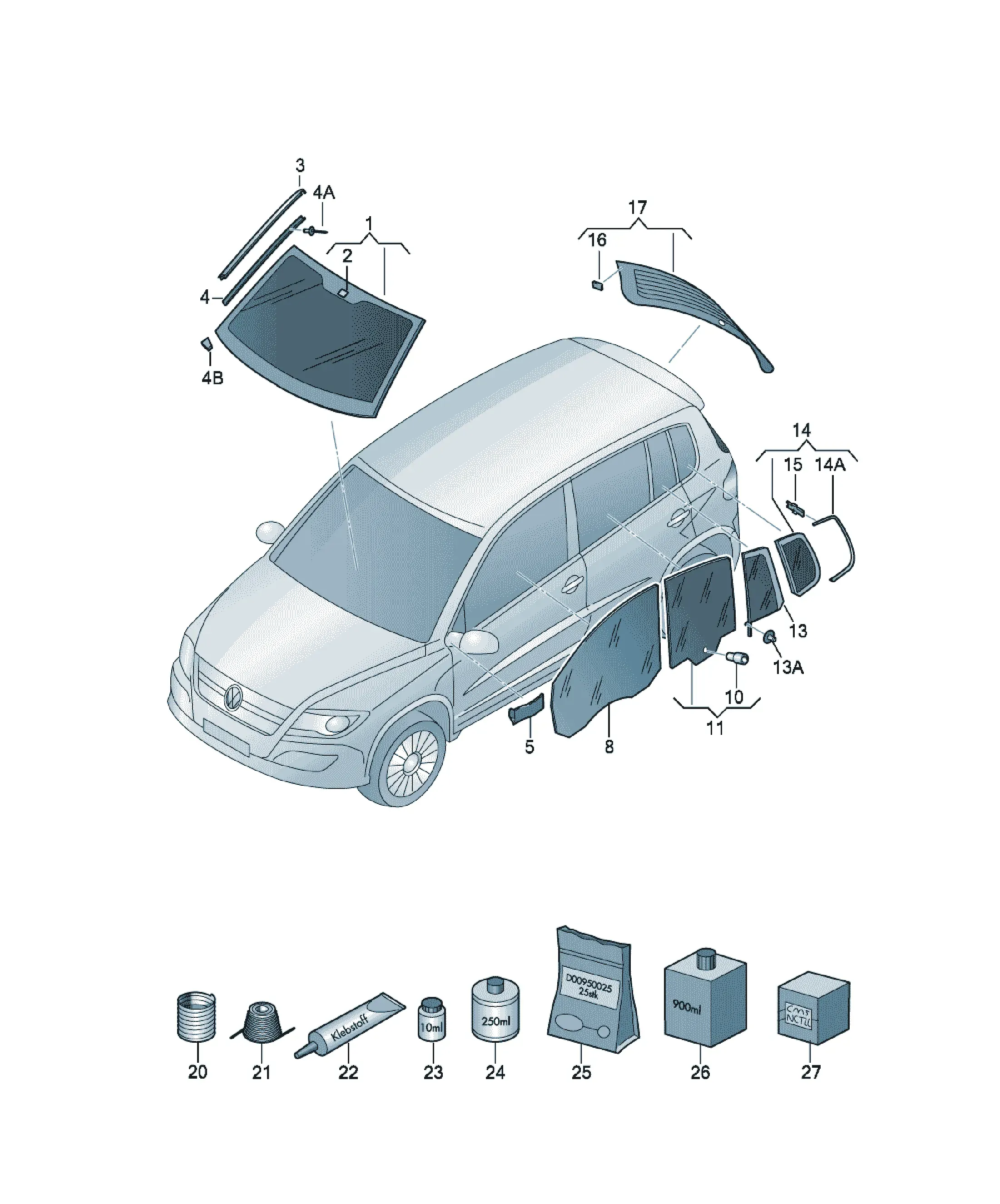 Vehicle glass diagram