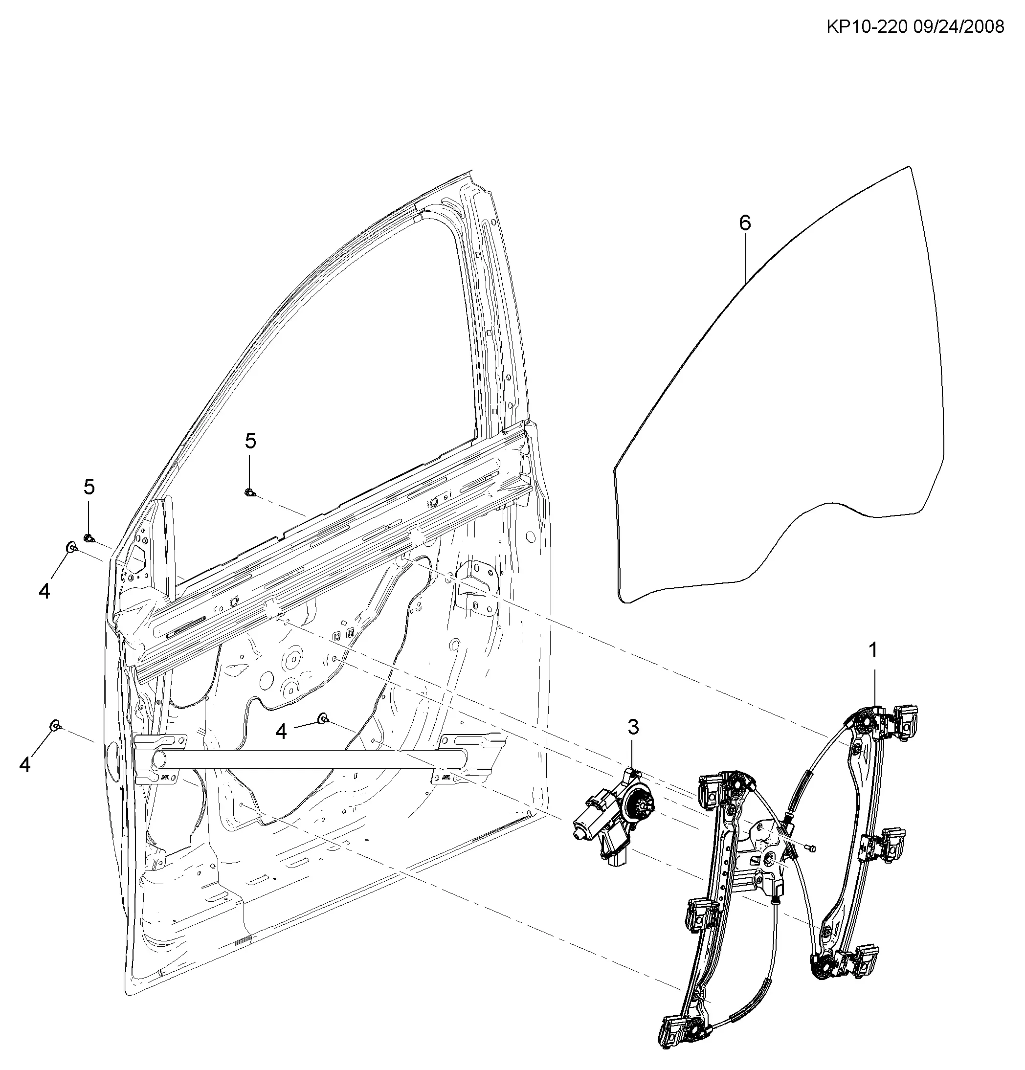 Front window regulator diagram