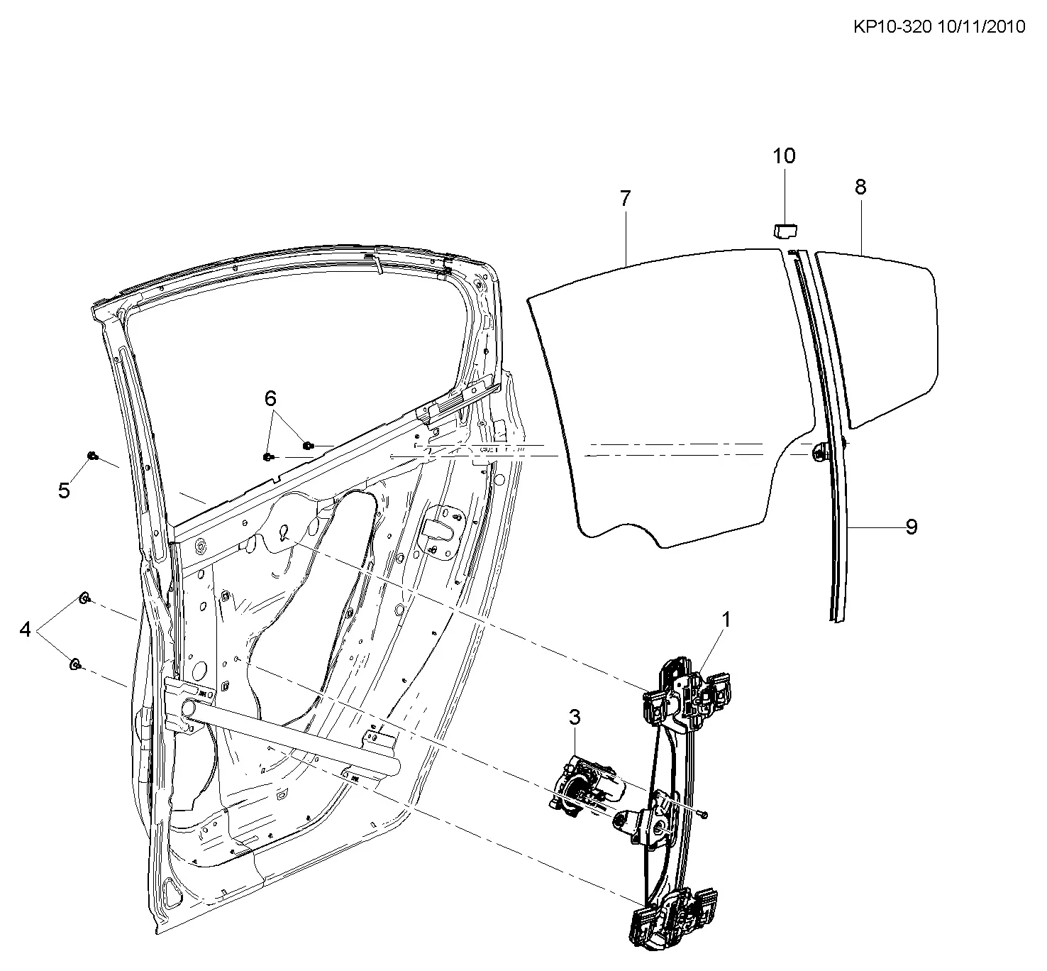 Rear window regulator diagram