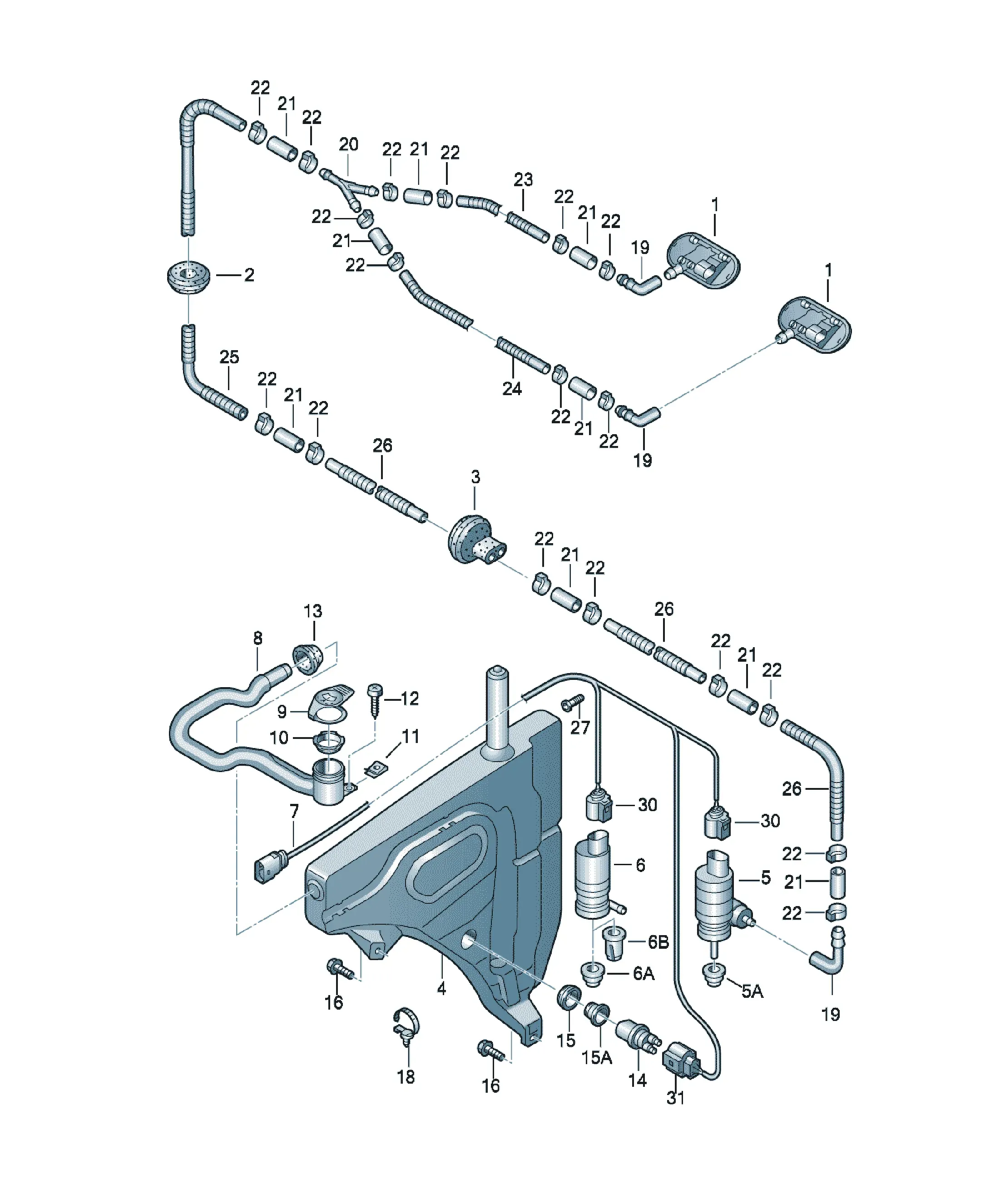 Windshield washer system diagram