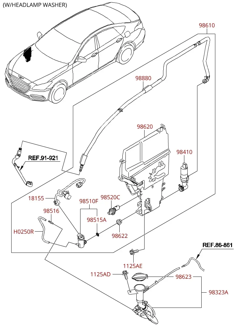 Windshield washer system diagram