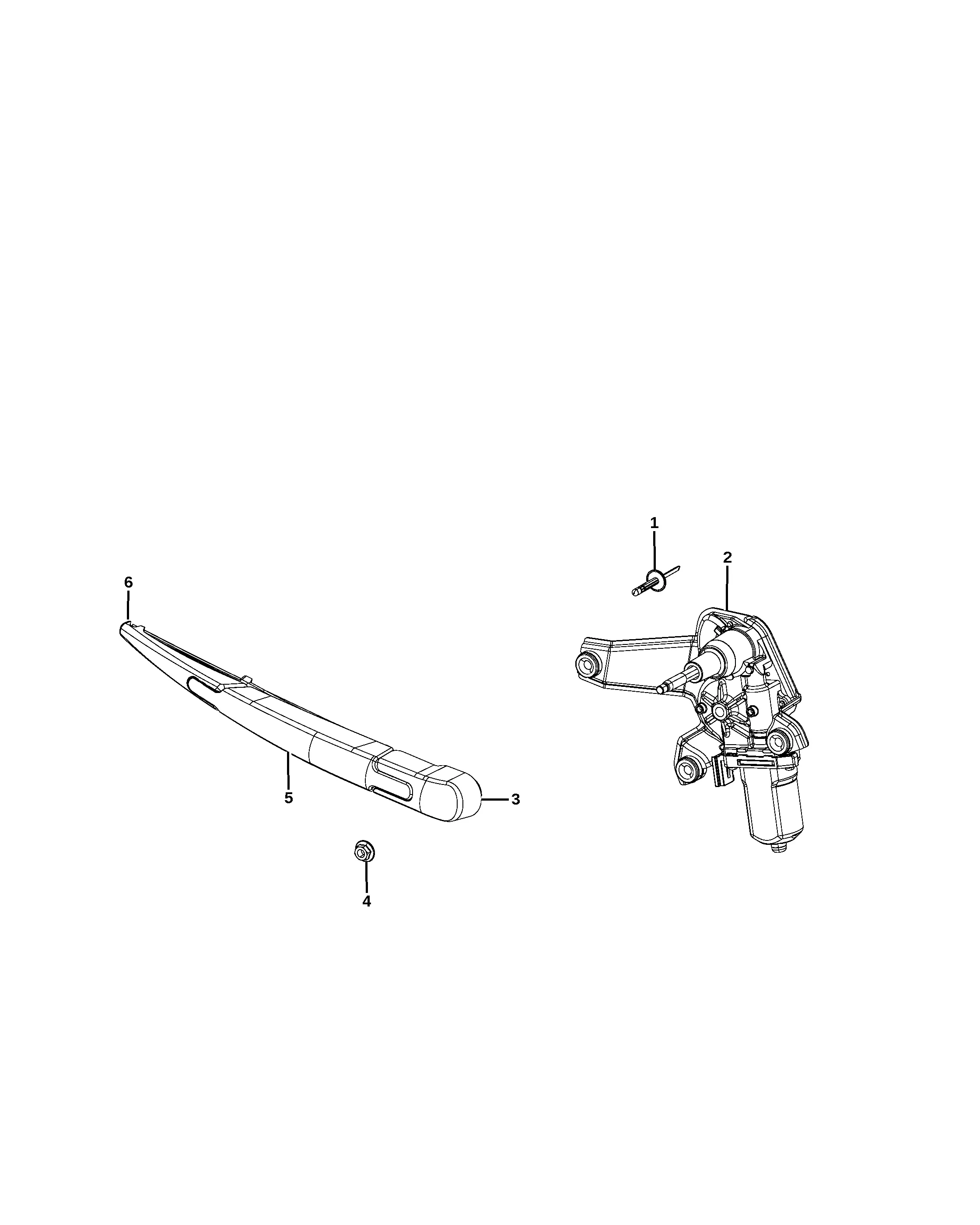 Rear window wiper and washer system diagram