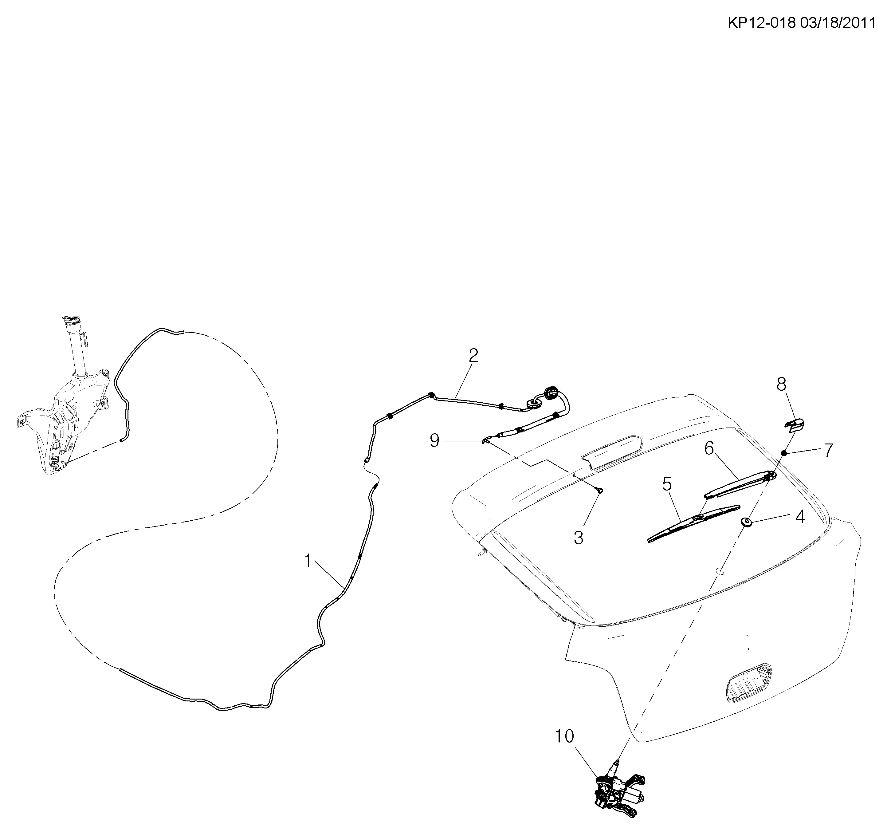 Rear window wiper system diagram
