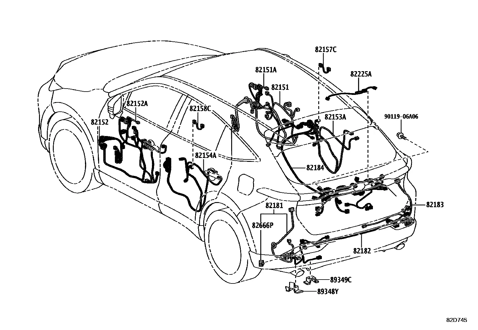 Door and luggage room wiring harness diagram