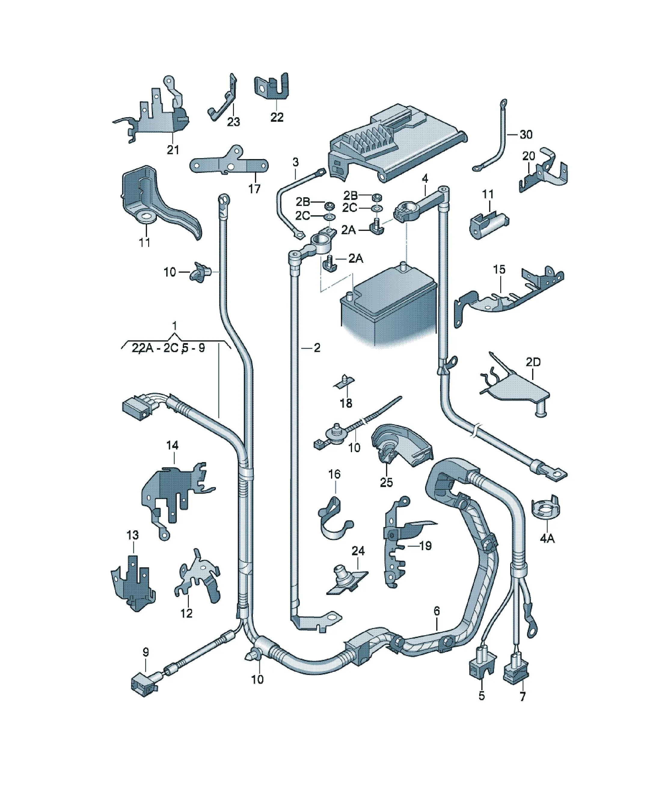 Battery and alternator wiring harness diagram