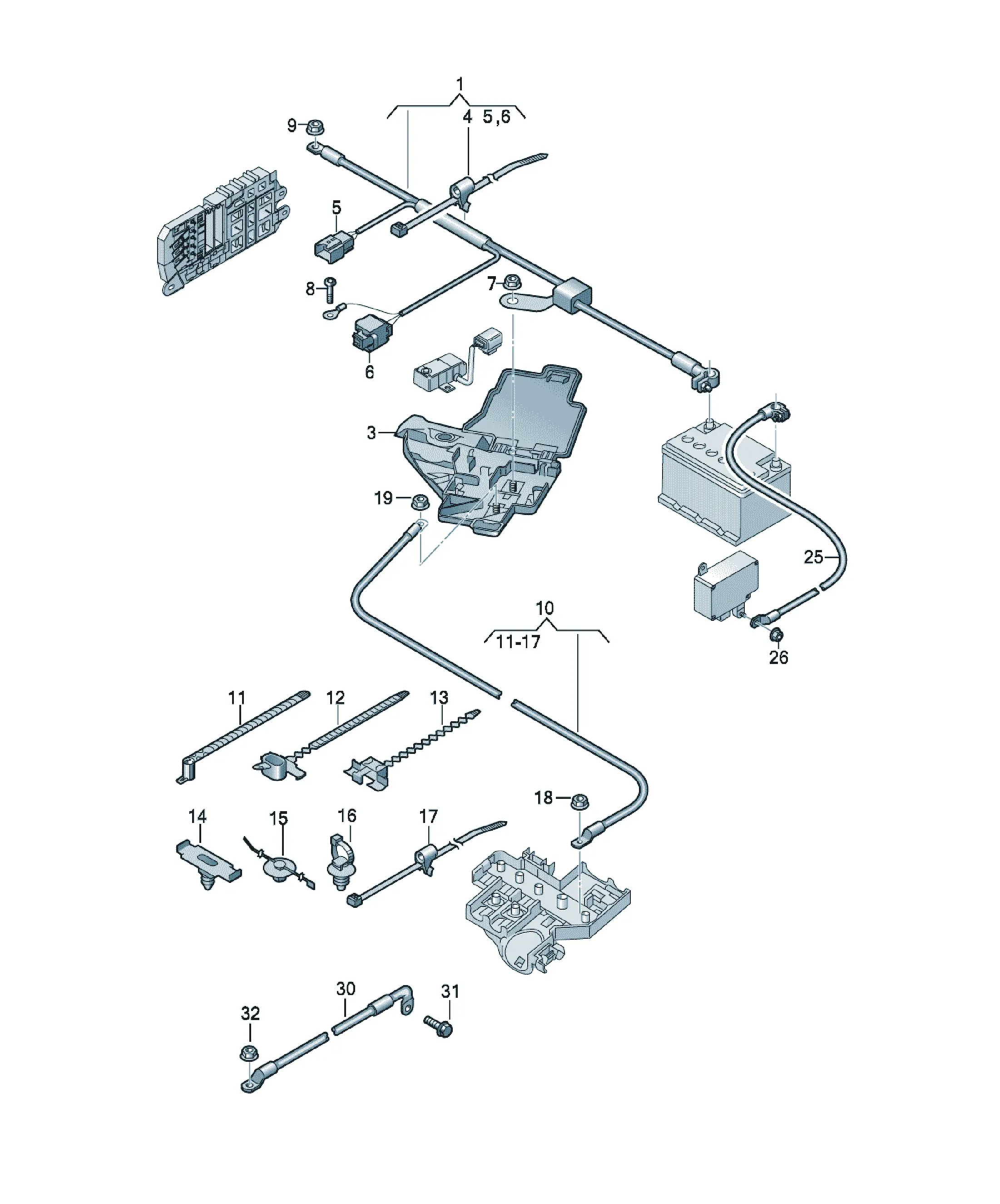 Battery wiring set diagram