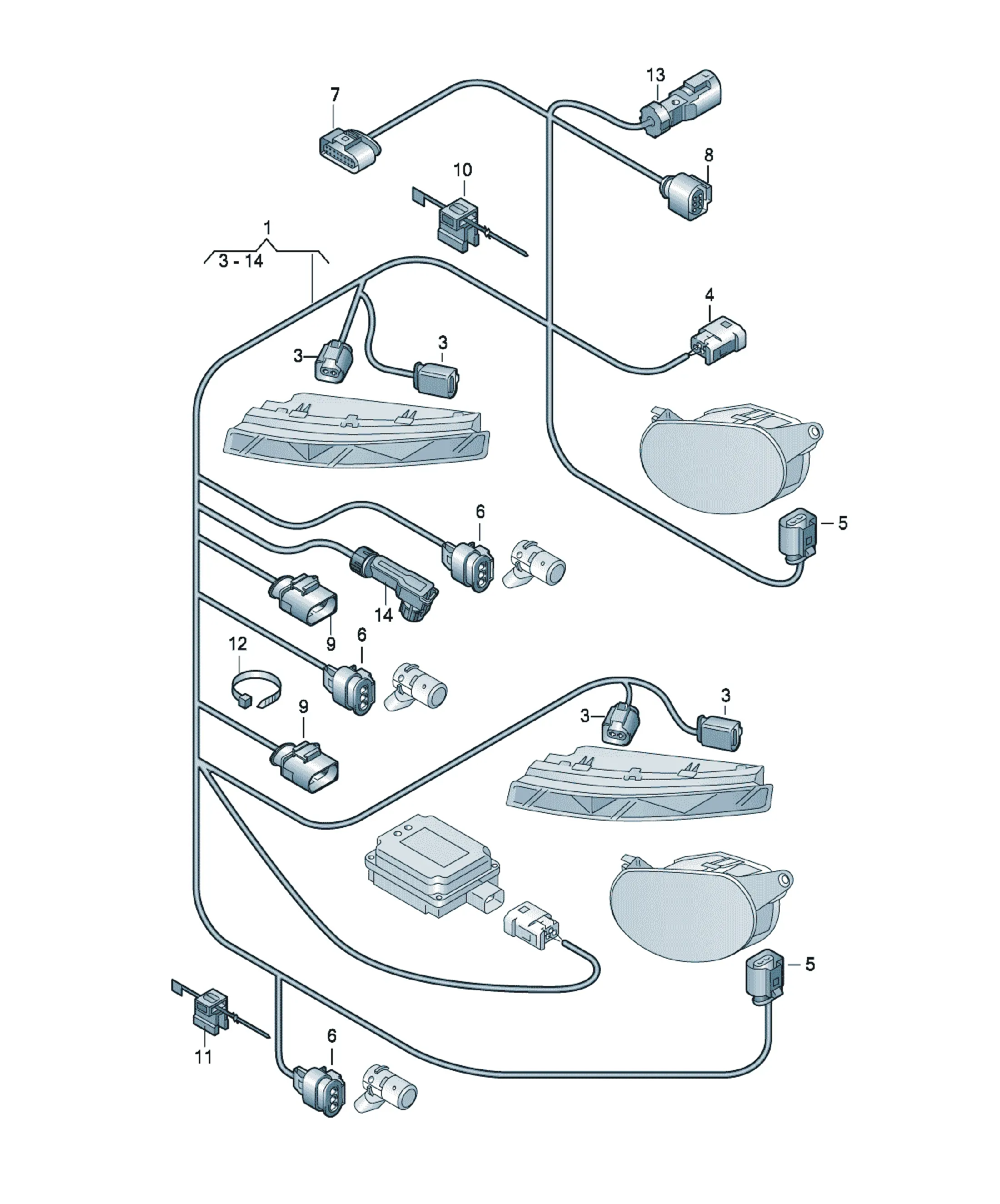 Front bumper wiring harness diagram