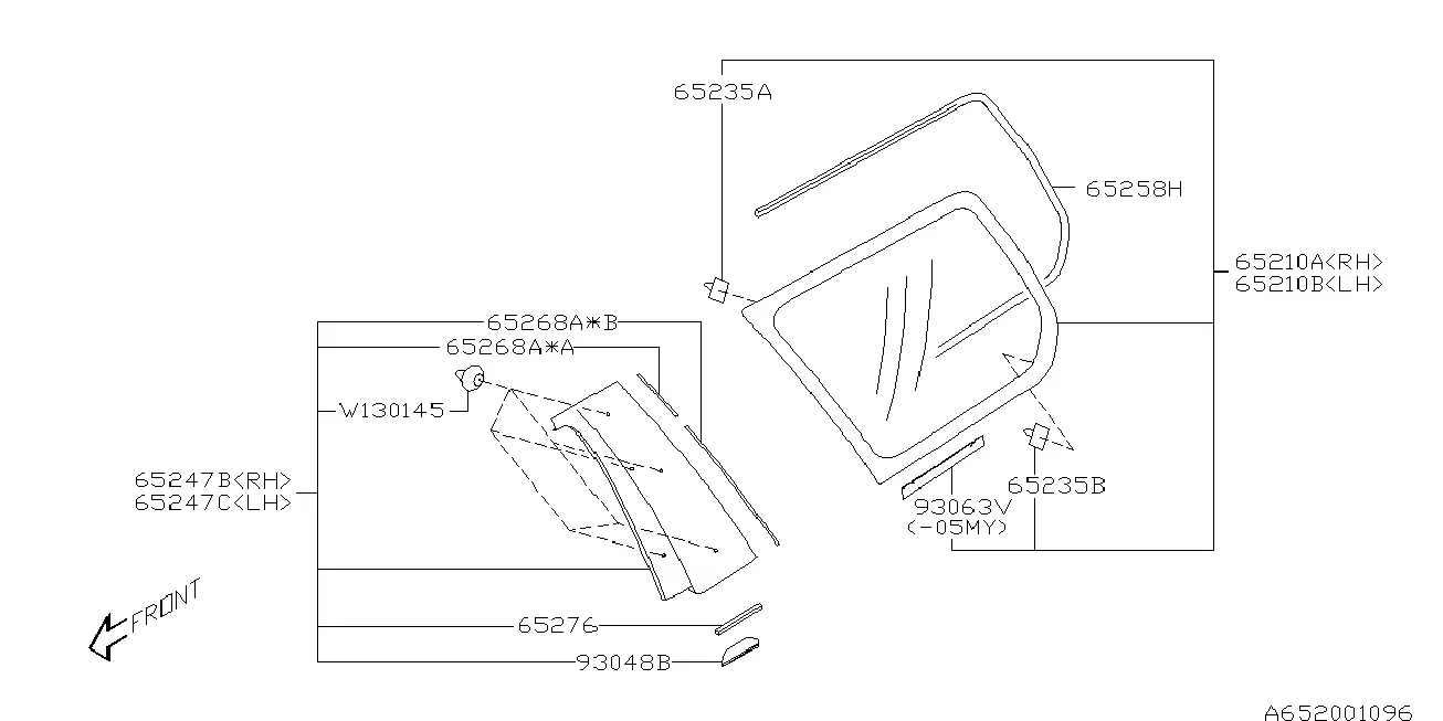 Rear Quarter Window Glass diagram