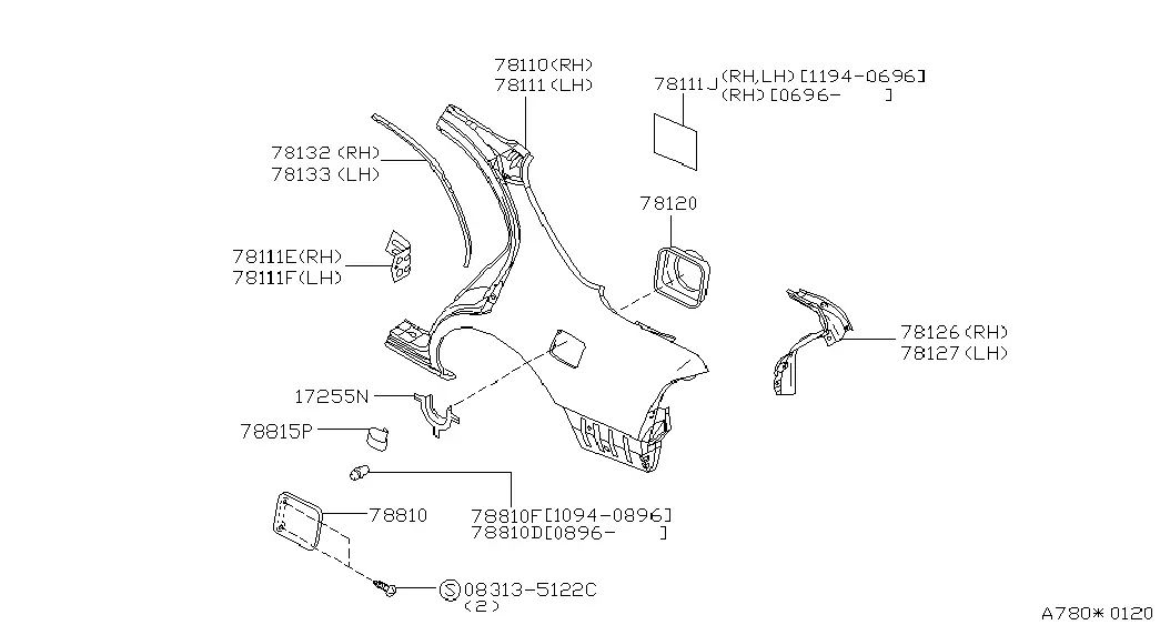 Rear Fender and Fittings diagram