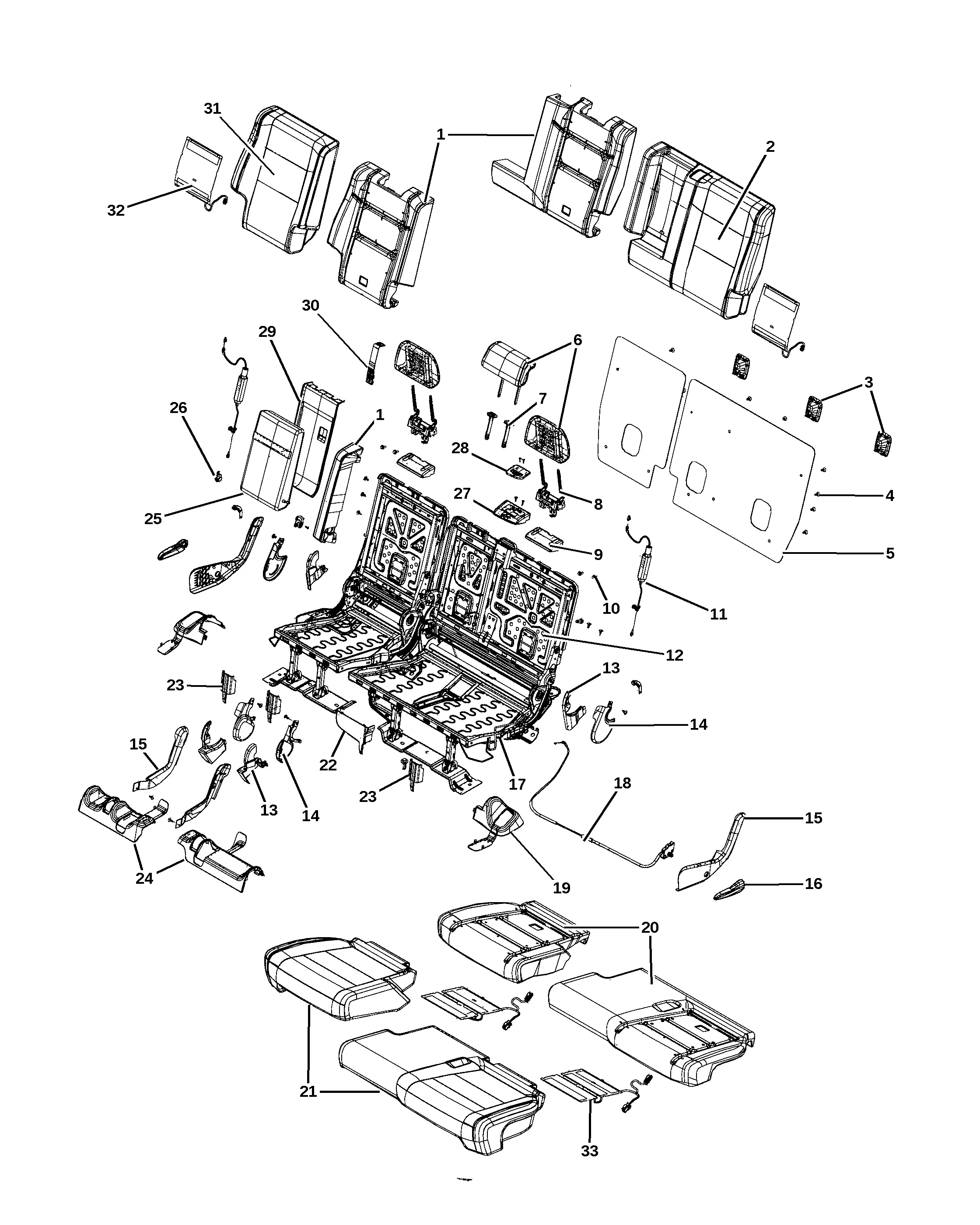 Rear Split Seat diagram