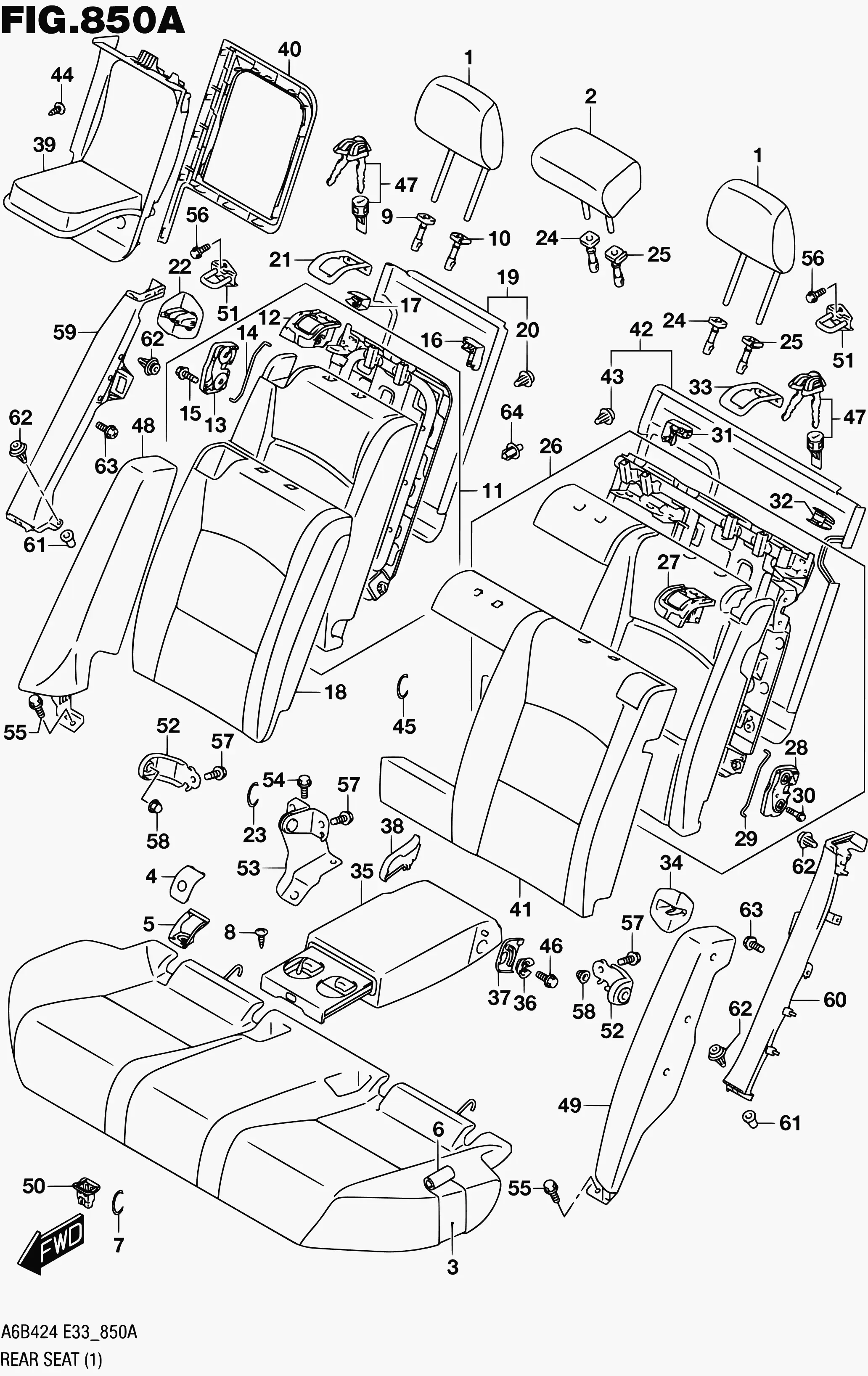 Rear seat diagram