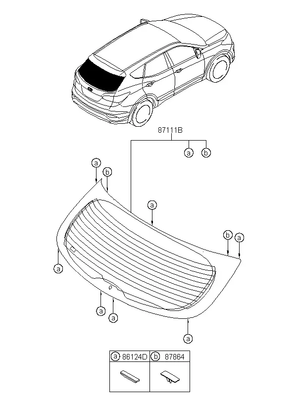 Rear Window Glass and Molding diagram