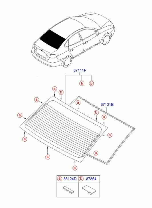 Rear Window Glass and Molding diagram