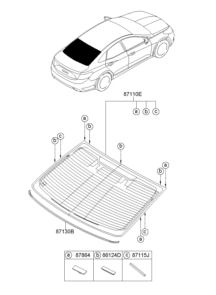 Rear Window Glass and Moulding diagram