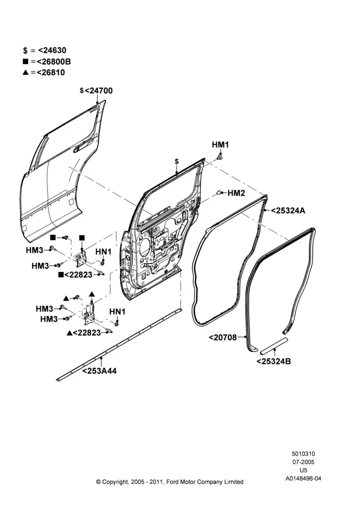Rear Doors, Hinges and Weatherstrips diagram