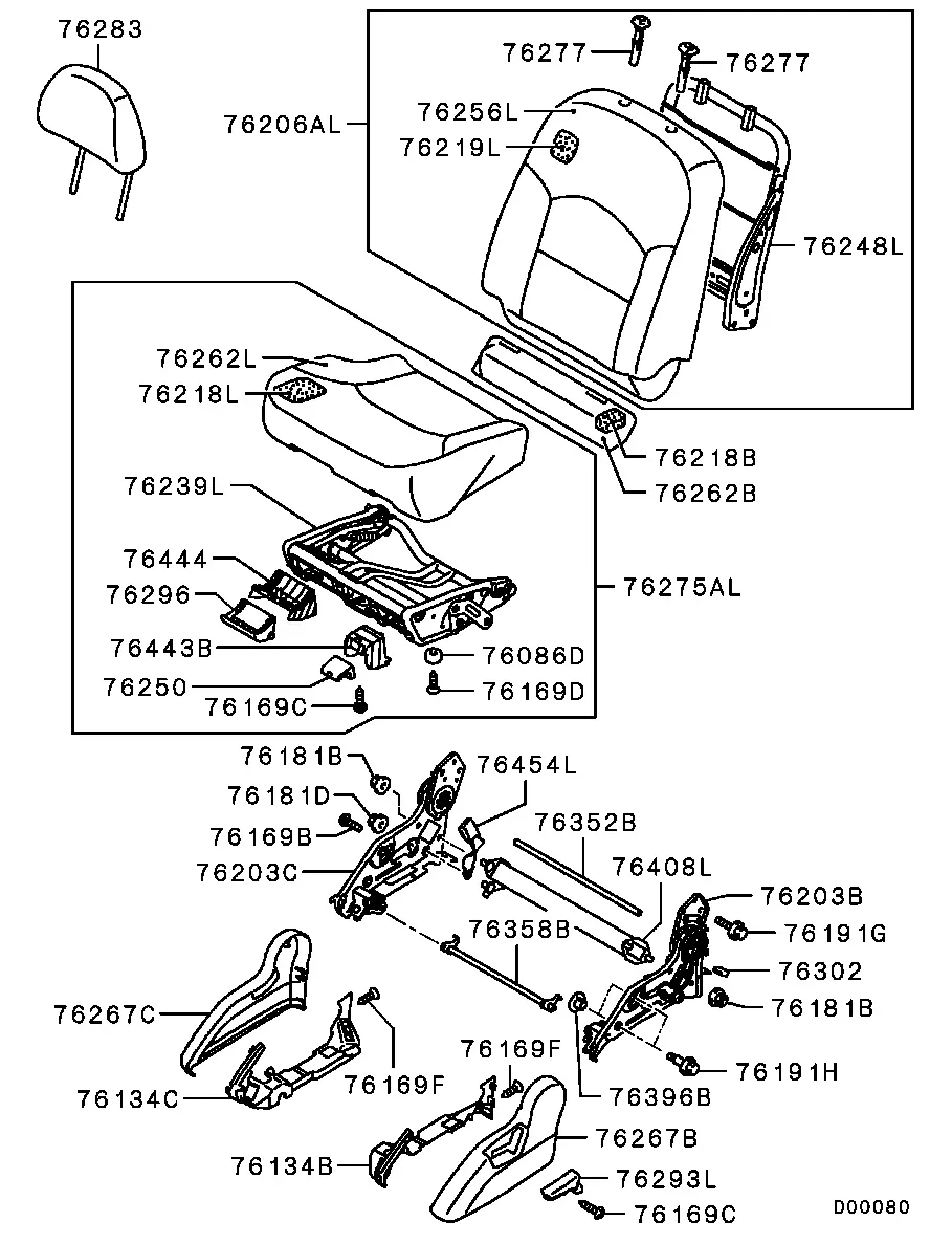 Rear seats diagram
