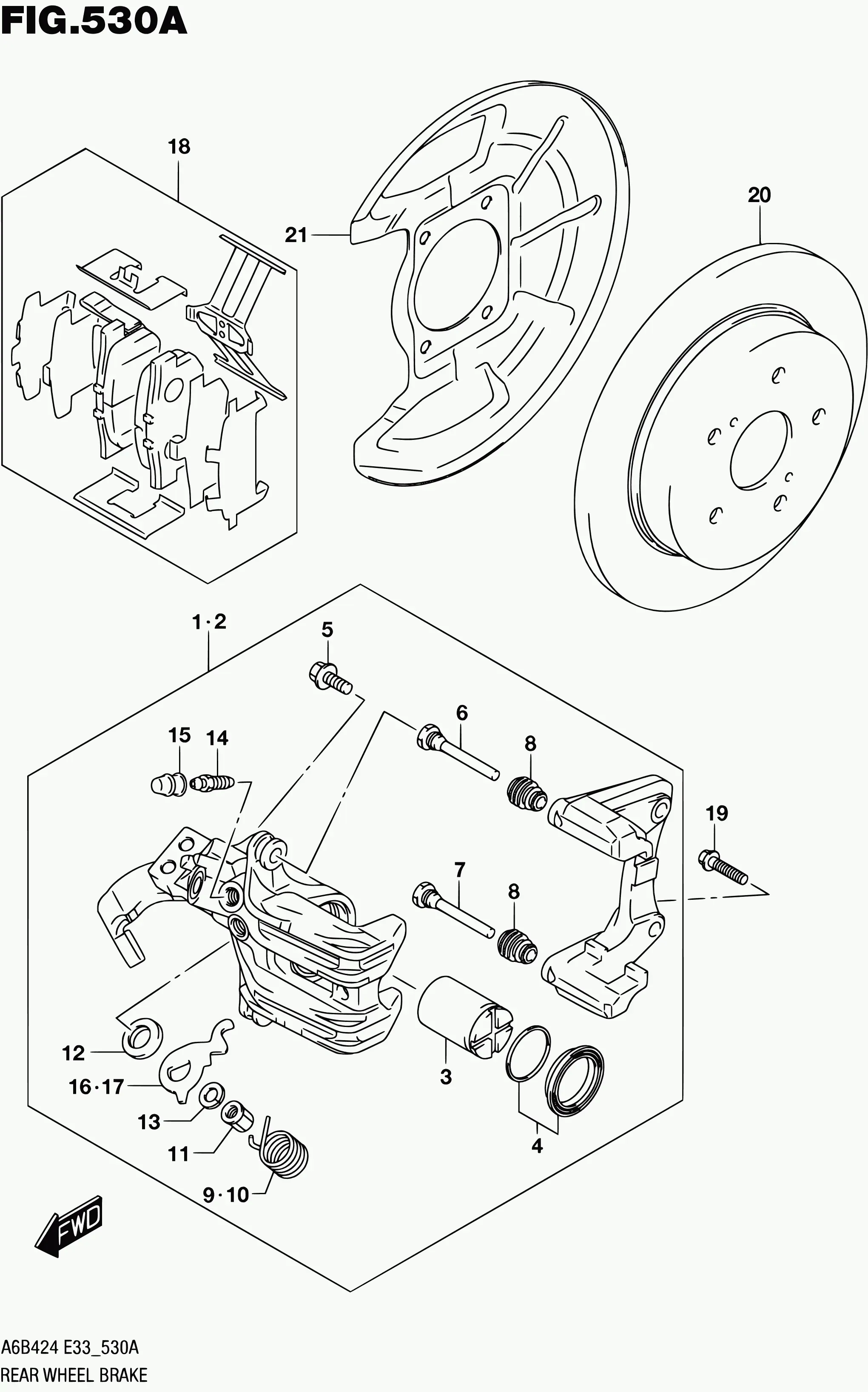 Rear brake mechanism diagram
