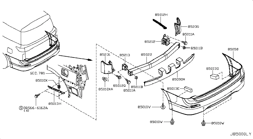 Rear bumper diagram