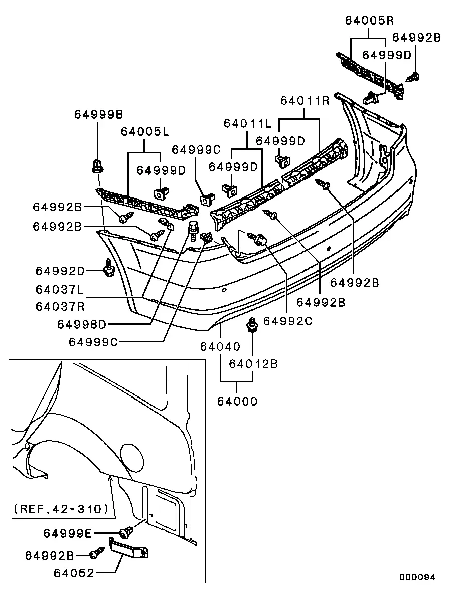 Rear Bumper and Brackets diagram