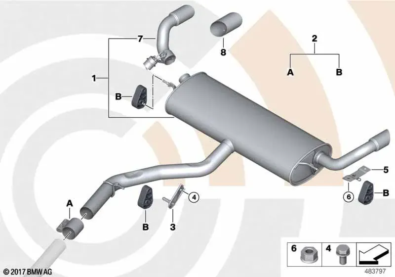 Rear Muffler and Mounting Kit diagram