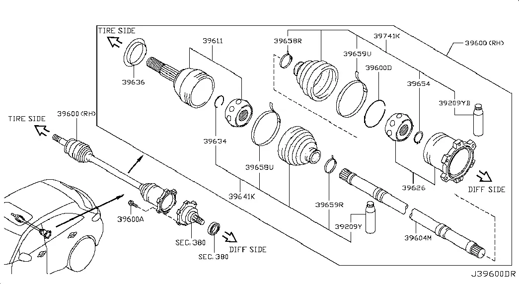 Rear Right Drive Shaft diagram