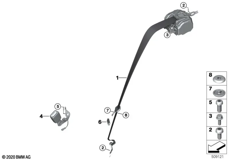 Rear seat belt diagram