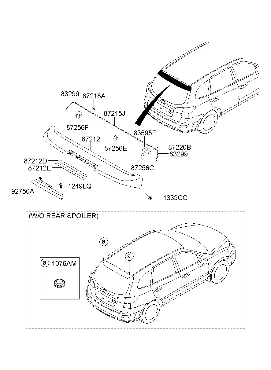 Rear Spoiler and Roof Garnish diagram
